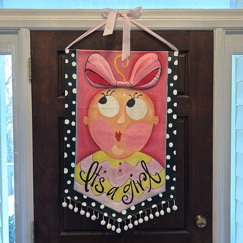SO CUTE!!  It’s a GIRL!  SPENCER CREEK GIFTSDEMDACO Lisa Frost wall/door hanging